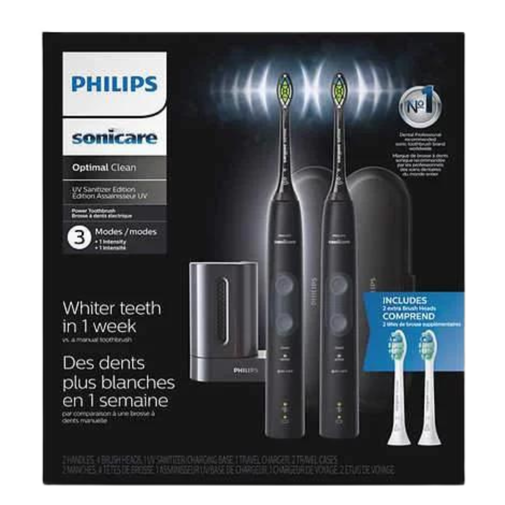 Philips Sonicare Optimal Clean Edition 2-Pack Rechargeable Electric Toothbrush, Black