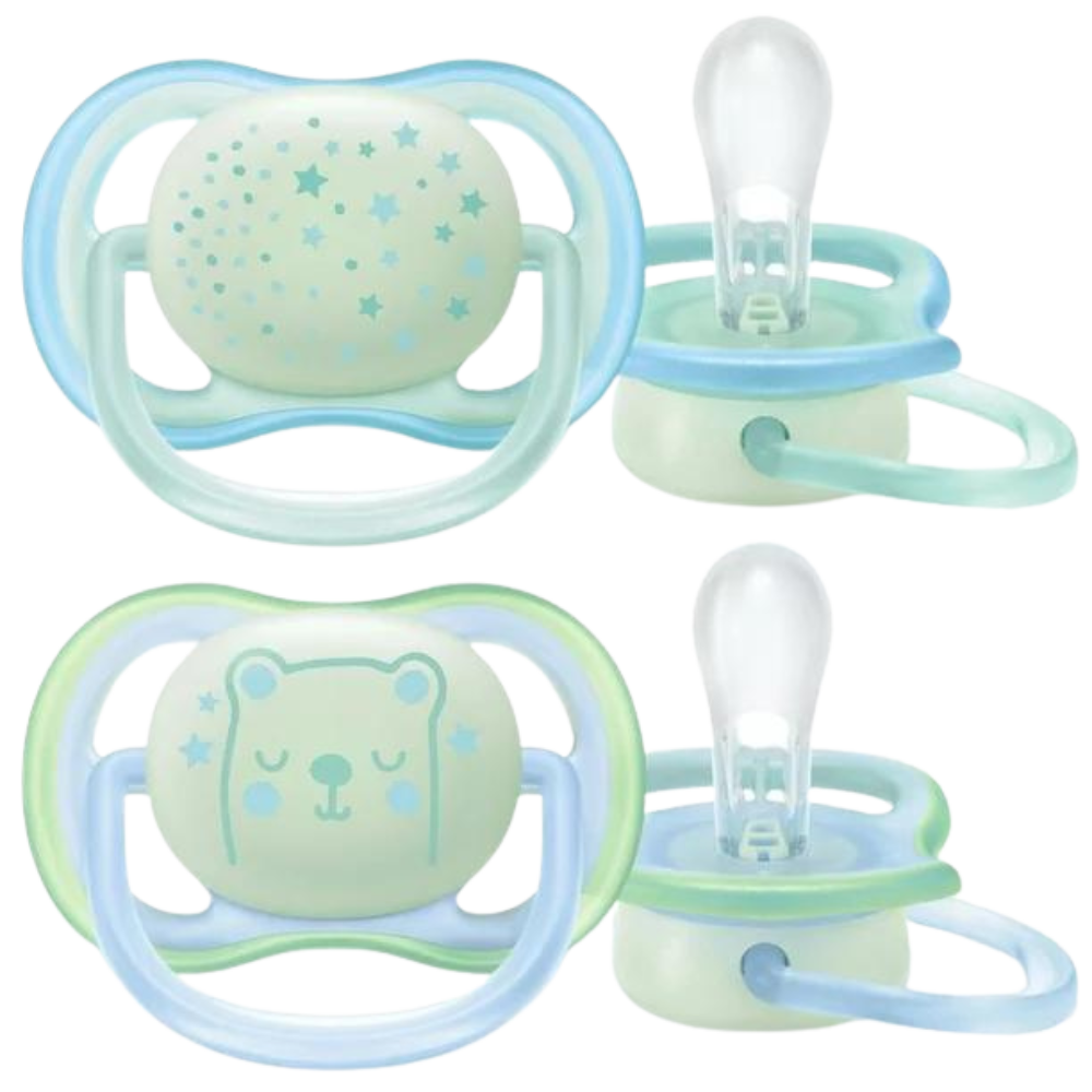 Philips Avent Ultra Air Nighttime Pacifier, 0-6 months, blue, 2 pack, SCF376/11