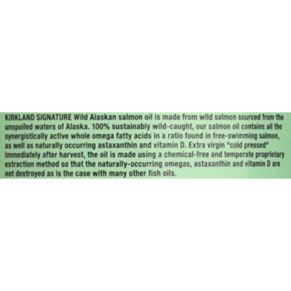 Kirkland Signature 100% Wild Alaskan Salmon Oil 90 EPA 110 DHA 1200mg - 320 Enteric Coated Softgels