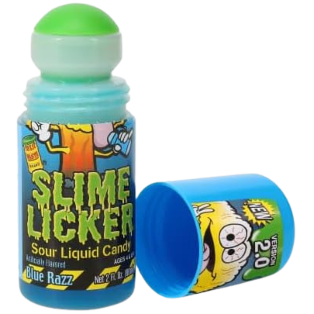 3 Pack | Toxic Waste Slime Licker 2.0 Sour Liquid Candy | NEW Version Sour Liquid Candy | Flavors: 1 Strawberry & 2 Blue Razz | BONUS candy from Dulceria Vargas