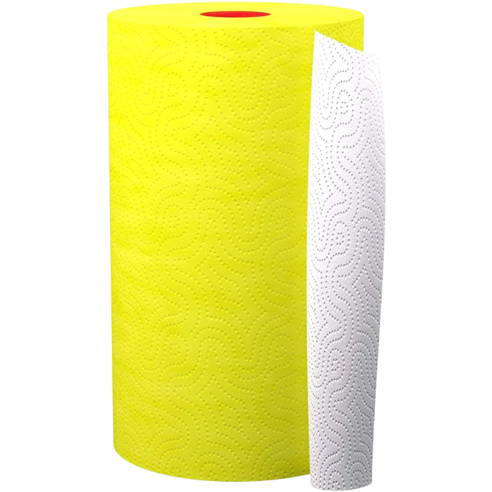 Renova 2 Ply Double Faced Red Label Paper Kitchen Towel, Yellow
