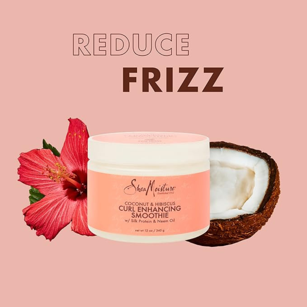 SheaMoisture Smoothie Curl Enhancing Cream Coconut and Hibiscus for Thick, Curly Hair Sulfate Free and Paraben Free 12 oz