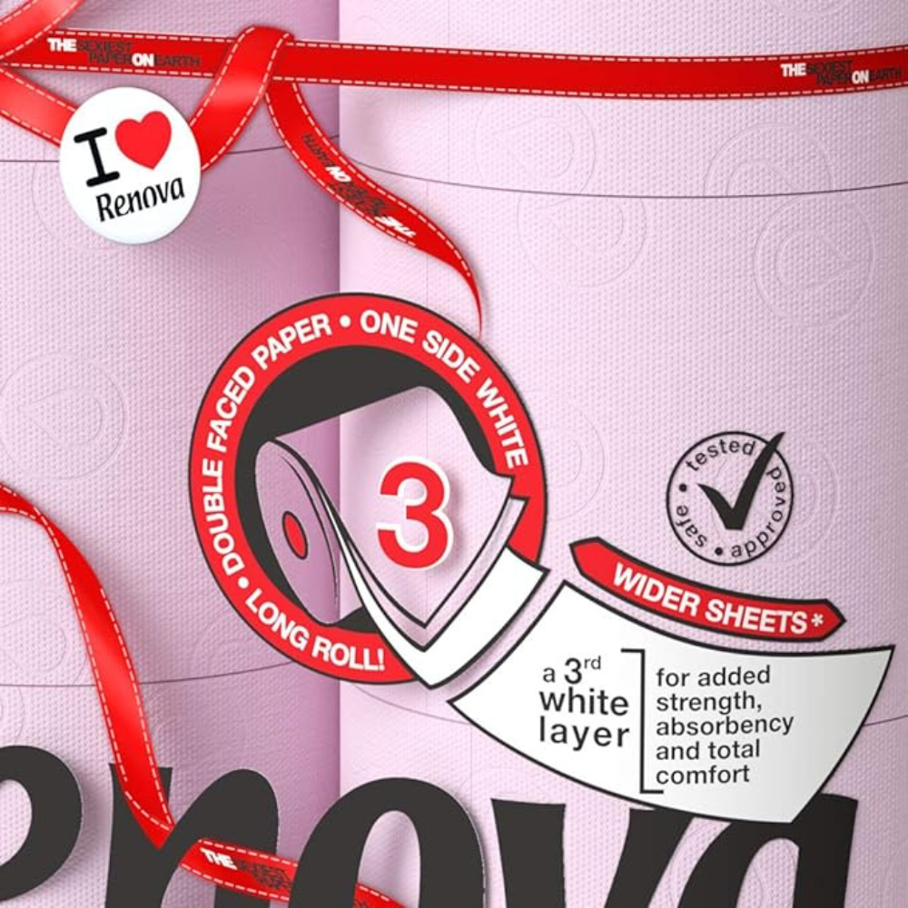 Renova Red Label Maxi Toilet Paper, Rosa