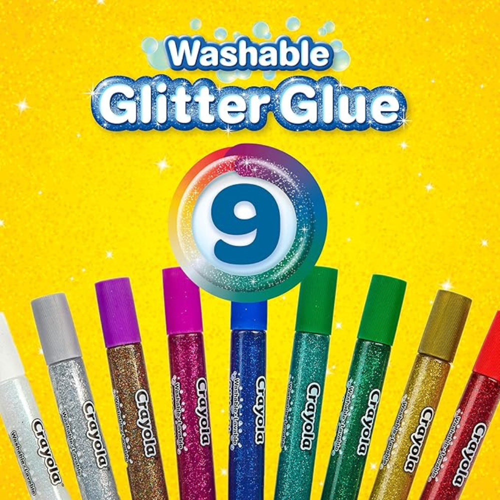 Crayola Washable Glitter Glue Pens, 9 Count, Colors may vary