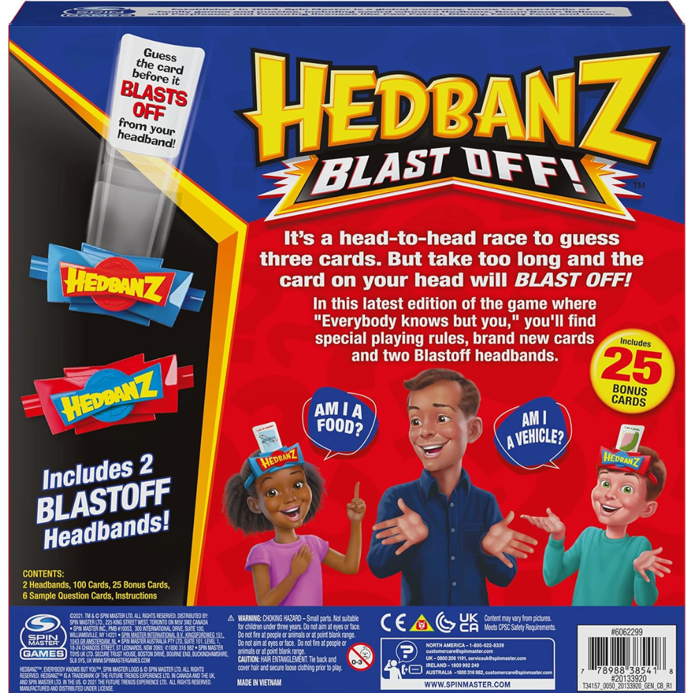 Hedbanz Blast Off! Guessing Game with 25 Bonus Cards, for Kids and Families Ages 6 and up (Amazon Exclusive)