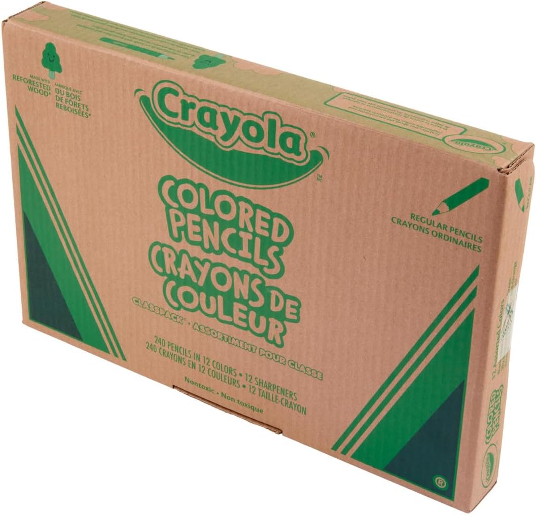 Crayola Colored Pencils Classpack (240ct), Must Have Classroom Supplies for Teachers, Bulk Colored Pencils for School, 12 Colors