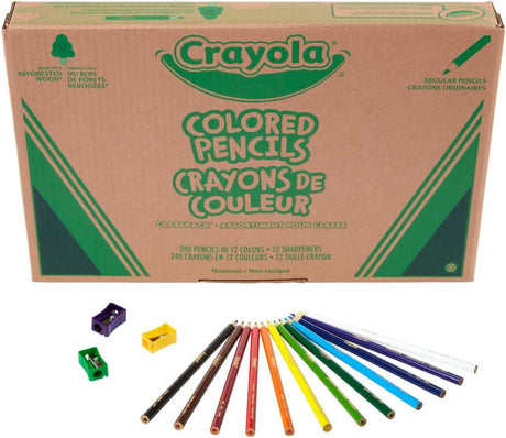 Crayola Colored Pencils Classpack (240ct), Must Have Classroom Supplies for Teachers, Bulk Colored Pencils for School, 12 Colors