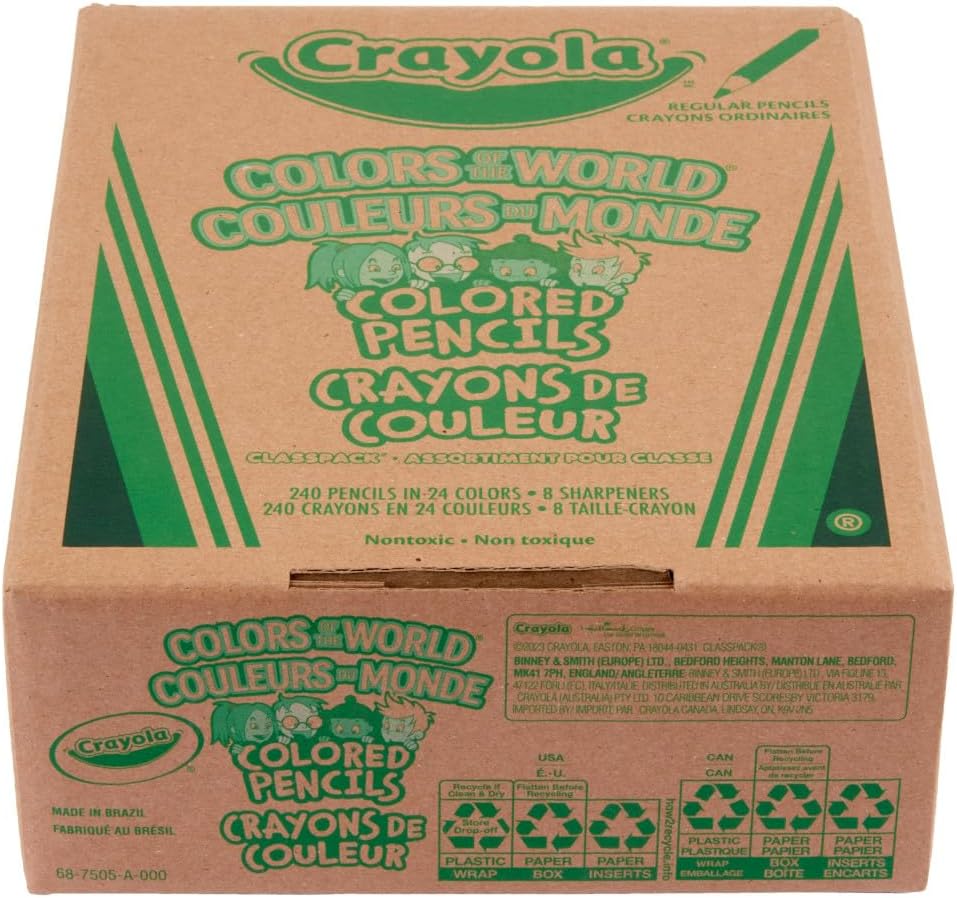 Crayola Colors of the World Skin Tone Colored Pencils Classpack (240ct), Bulk Colored Pencils for Classrooms, Teacher Supplies, Gifts
