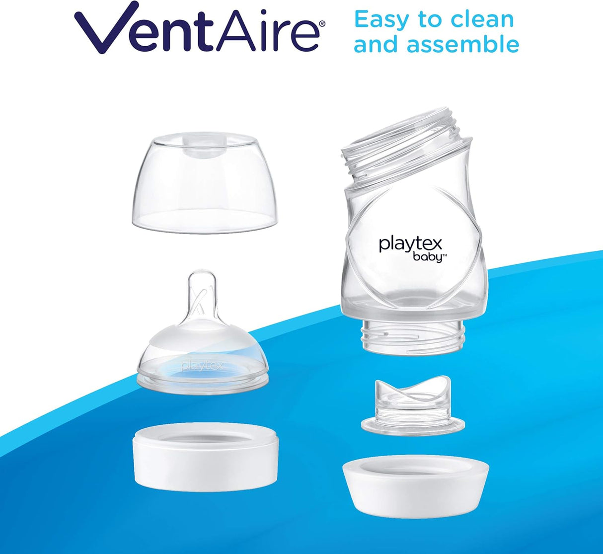 Playtex Baby VentAire Anti-Colic Feeding Baby Bottles, 6 Ounce, Pack of 1 Baby Bottle