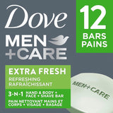 Dove Men + Care Extra Fresh Hand & Body, Face & Shave Bar Soap (Pack of 3)