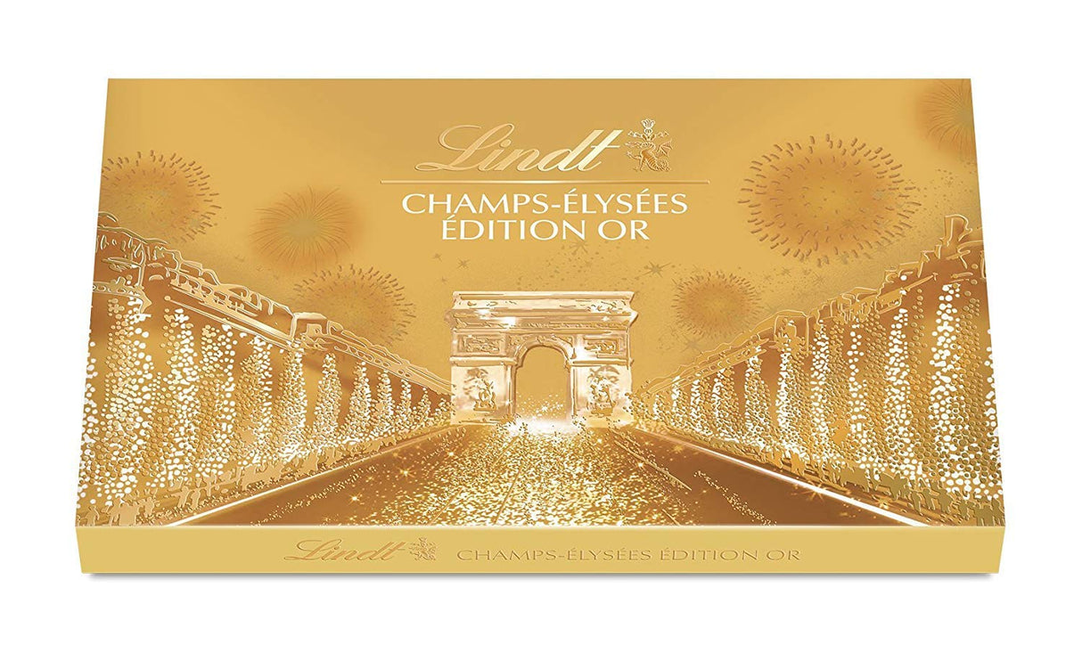 Lindt Champs Elysées Chocolate Box Gourmet Milk and Dark Chocolate Assortment 17 Chocolates 6.4oz Gold Box