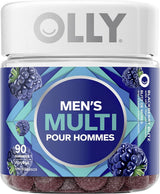 OLLY Men's Multi Gummy Supplement with no artificial flavours and colours Blackberry Blitz multivitamin to help support men's health 45 day supply 90 gummies