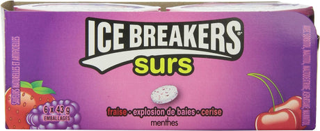 ICE BREAKERS Sours Mints, Strawberry, Mint Candy, Good for Family to Share, Berry Splash, Cherry (6 Count)