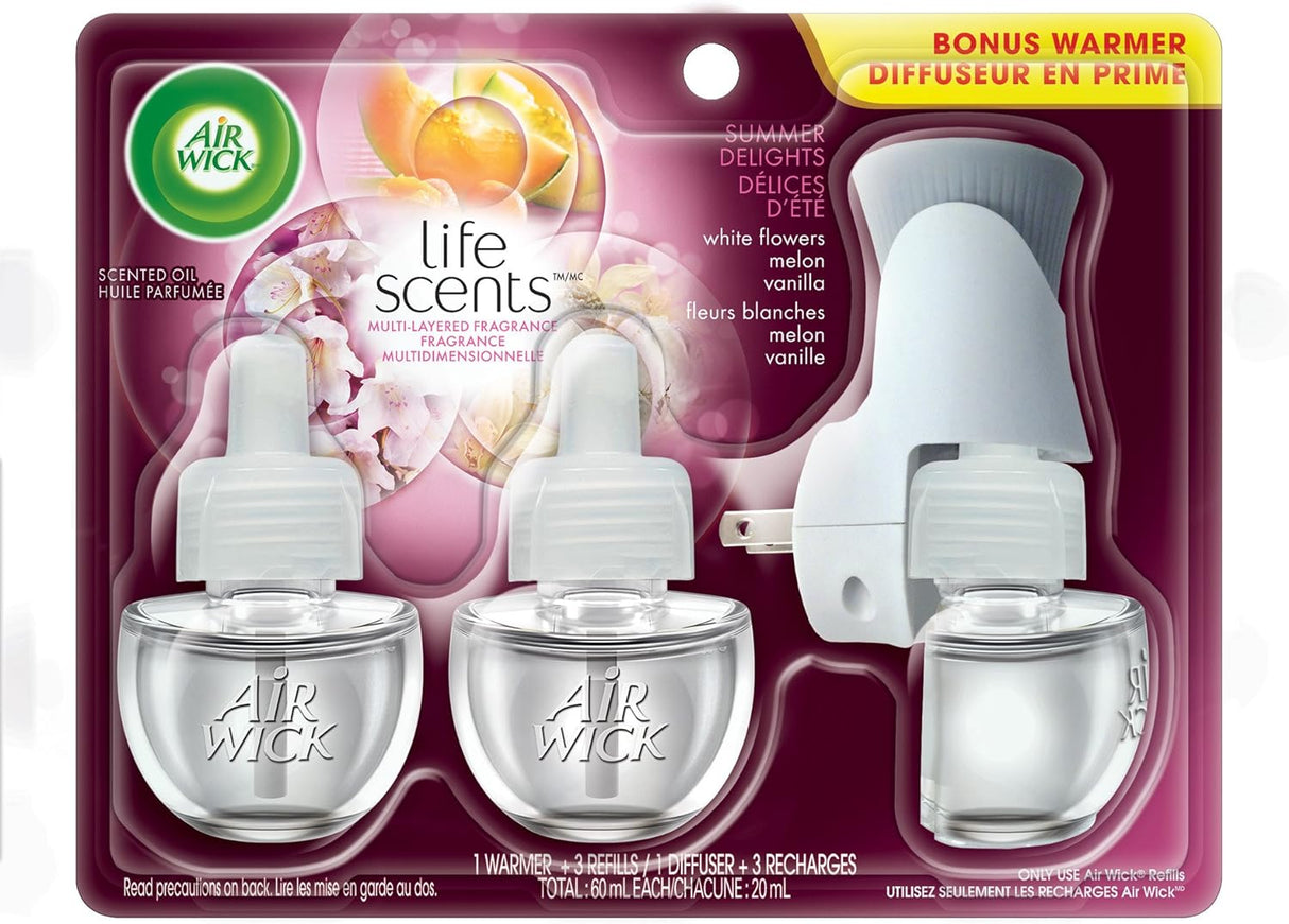 Air Wick Life Scents Plug In Scented Oil Summer Delights 1 Warming Device + 3 Refills air freshener 60mL