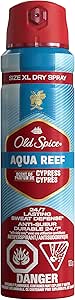 Old Spice Men's Antiperspirant & Deodorant Invisible Dry Spray Aqua Reef, 24/7 Odor Protection, 4.30oz