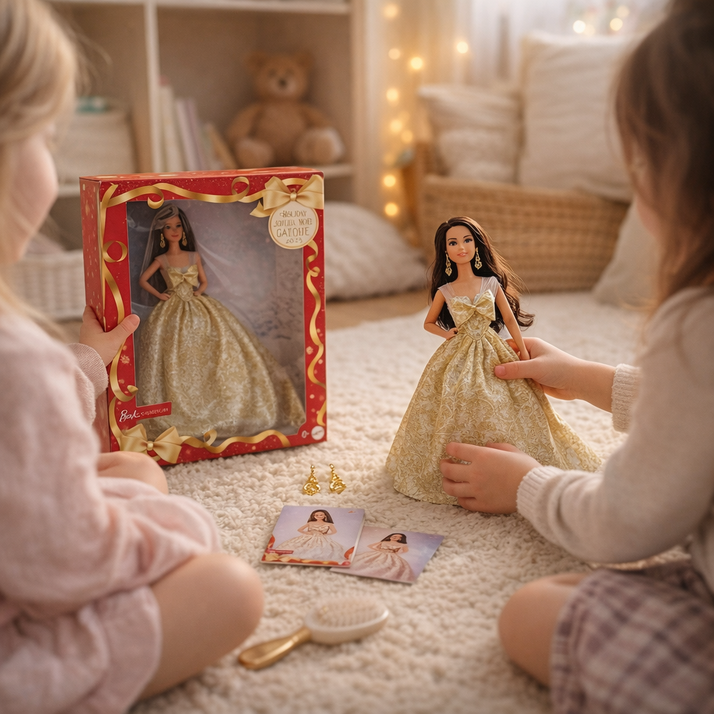 Barbie Signature 2025 Holiday Barbie Collectible Fashion Doll – Gold & White Gown