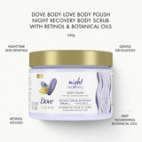 Dove Body Love Body Polish Night Recovery Body Scrub with Retinol & Botanical Oils 340g