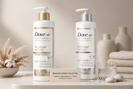 Dove Hair Therapy Breakage Remedy Shampoo & Conditioner Set with Nutrient-Lock Serum - Pack of 2 x 400ml