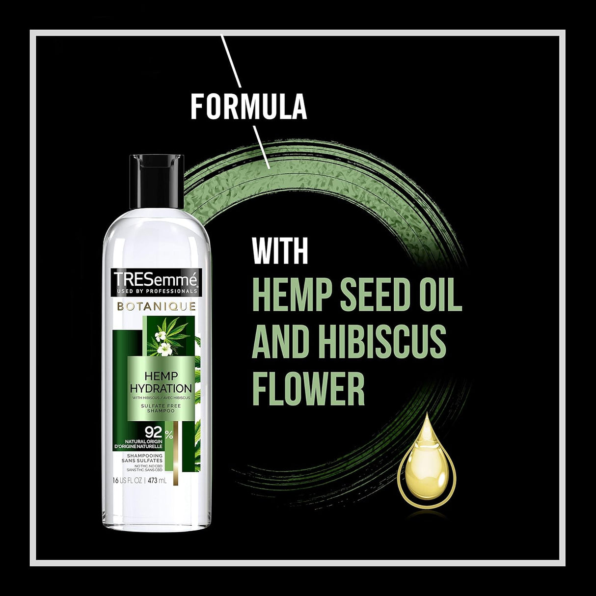 TRESemmé Botanique Shampoo Sulfate-Free for Hair Hydration Botanique Hemp Hydration Shampoo Free from Sulfates, Silicones, Parabens, and Dyes, 16 Fl Oz