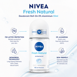 NIVEA Fresh Natural Deodorant Roll-On 0% Aluminium 50ml