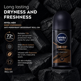 NIVEA Men Deep Espresso Anti-Perspirant Deodorant Roll-On, 50ml