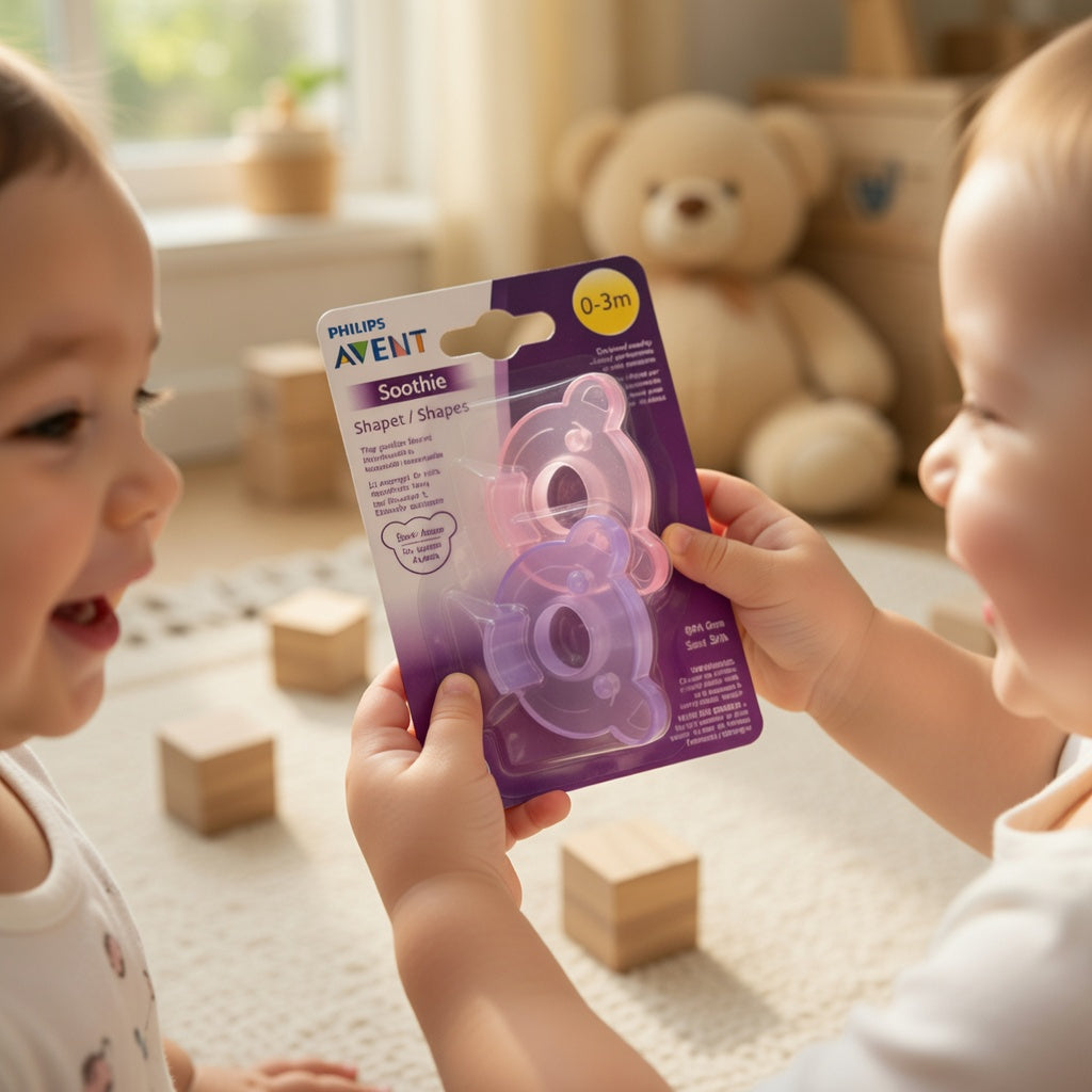 Philips Avent Soothie Shapes Pacifier – 2 Pack (Pink/Purple Bear Shape)