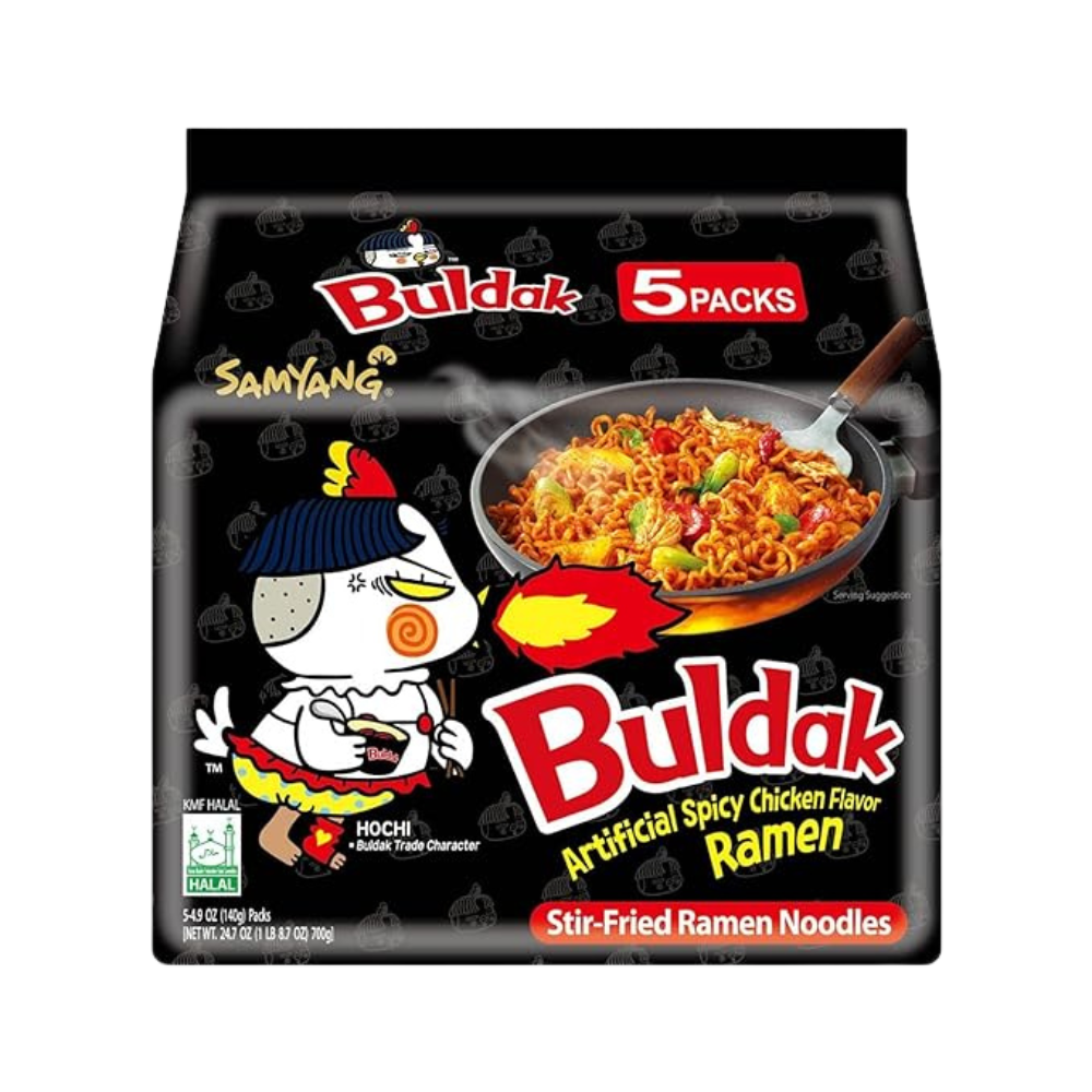 Samyang Buldak Spicy Ramen, Hot Chicken Ramen, Korean Stir-Fried Instant Noodle, Original, 1 Bag with 5 Pack