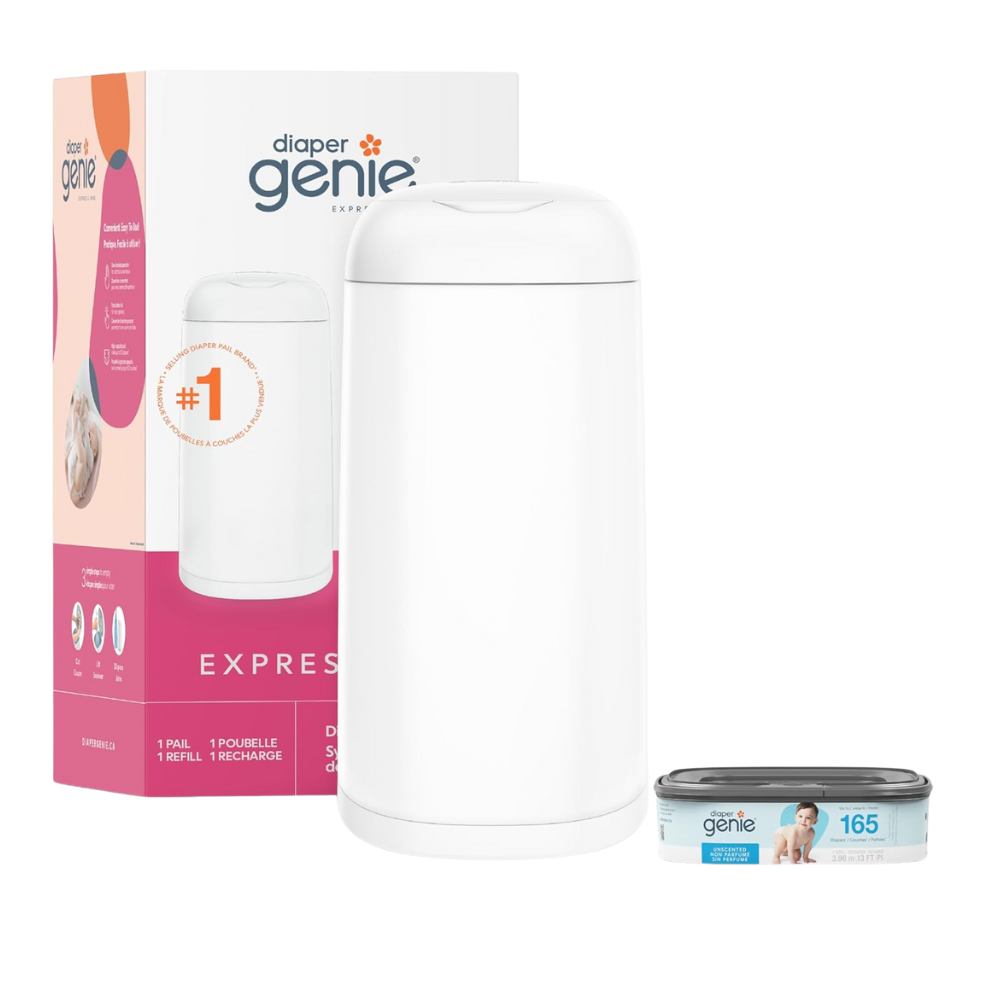 Diaper Genie Expressions Diaper Pail System, White - Includes Diaper Pail Starter Refill