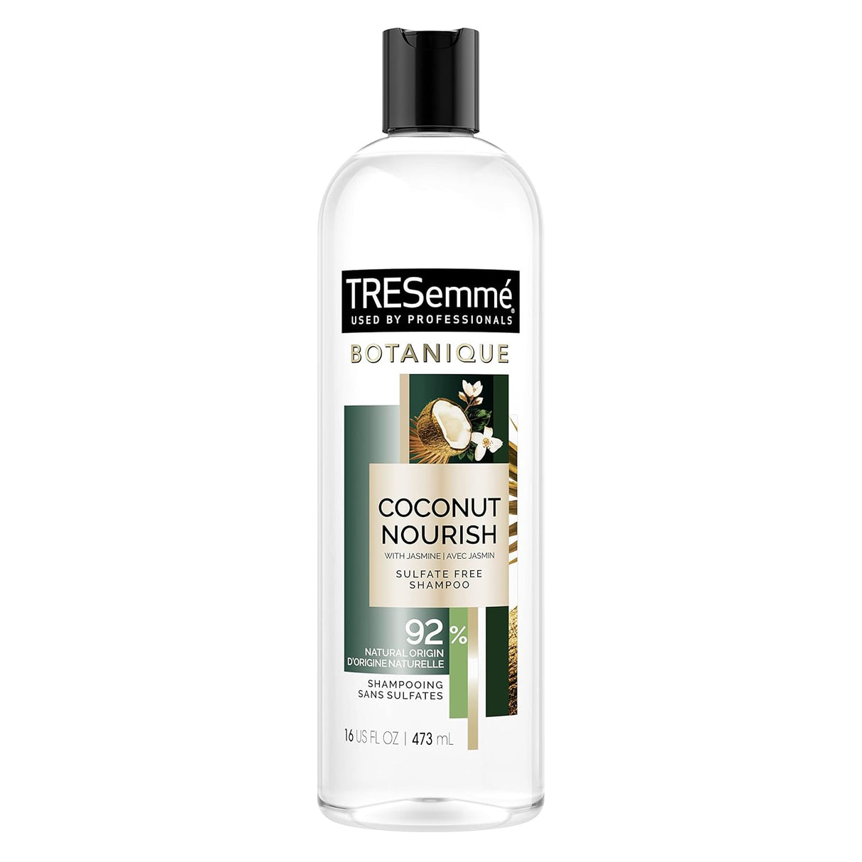 TRESemme Botanique Coconut Nourish Shampoo, Professional Performance for Dry, Frizzy Hair, 16 oz, 92% Derived Natural Materials, Sulfate-Free